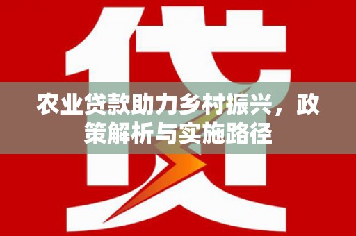 吉水农业贷款助力乡村振兴，政策解析与实施路径