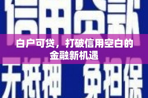 吉水白户可贷，打破信用空白的金融新机遇