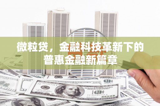 吉水微粒贷，金融科技革新下的普惠金融新篇章