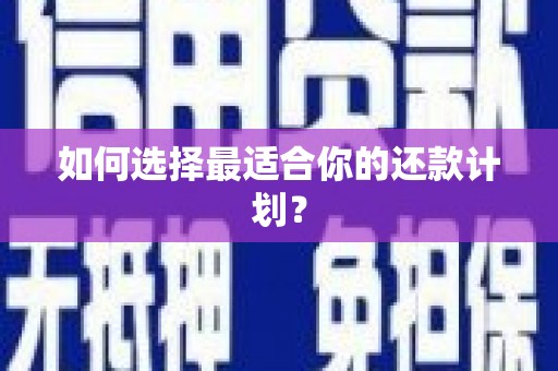 吉水如何选择最适合你的还款计划？